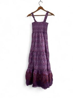 Mudd Purple Smocked Maxi with Pink Dot Detail